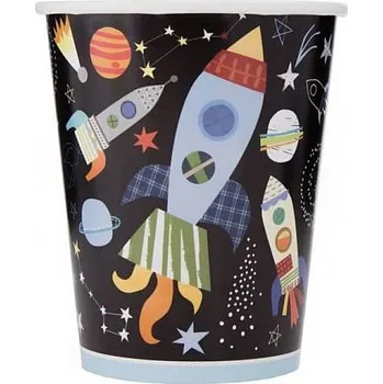 Party nádobí Papírové kelímky Vesmír rakety 270 ml 8 ks