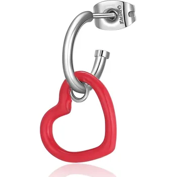 Náušnice S'Agapõ Single ocelová náušnice s červeným srdíčkem 2v1 Vibes SVB29 + 2 měsíce na vrácení zboží