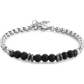 Náramek S'Agapõ Stylový ocelový náramek s onyxem Riot SRT29 + 2 měsíce na vrácení zboží