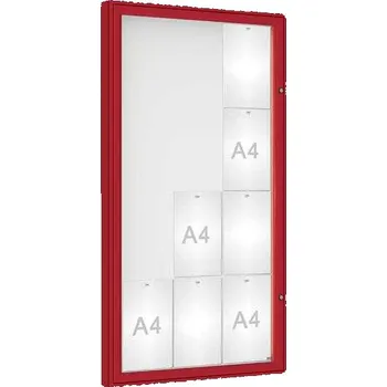 Informační tabulka Venkovní vitrína model 1000, 12 x A4, plexi, červená + doprava zdarma