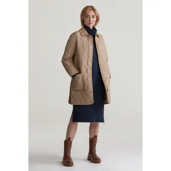 Dámský kabát KABÁT GANT QUILTED COAT WITH CORD DETAILS DARK KHAKI