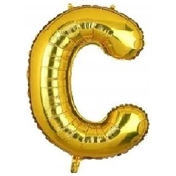 Balónek VELKÝ FÓLIOVÝ BALÓN NA VÝROČÍ NAROZENINY OSLAVU PÍSMENO C ZLATÝ 40CM