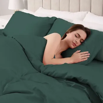 Povlečení Saténové ložní povlečení ST-018 Tmavé lesní zelené Prodloužené 140x220 a 70x90 cm