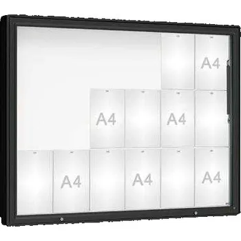 Informační tabulka Venkovní vitrína model 2000, 18 x A4, sklo, černá + doprava zdarma