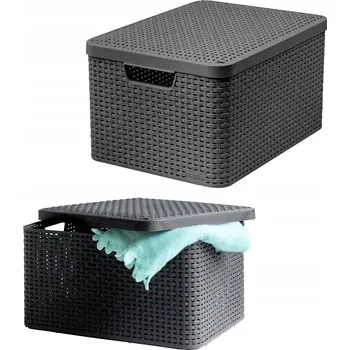 Úložný box Úložný box s víkem Curver Rattan Style, velikost L