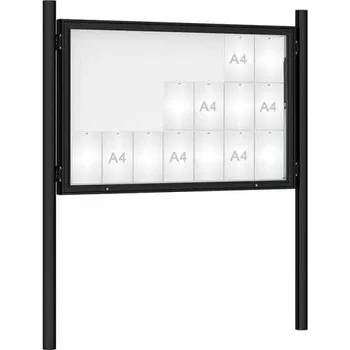 Informační tabulka Venkovní vitrína model 1000 21 x A4, černá, včetně sloupků + doprava zdarma