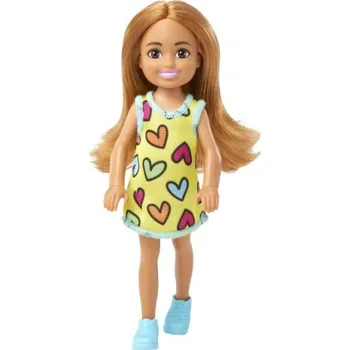 Panenka Barbie Chelsea Doll - Hnědovláska s barevným potiskem Srdíčka