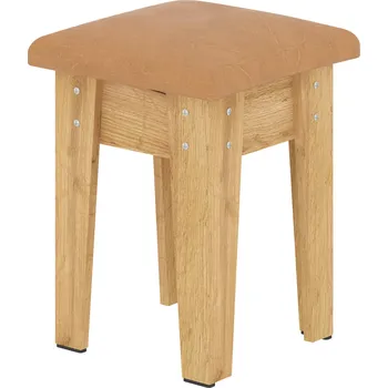 Taburet Slevadoma Taburet T-4 Barva: dub sonoma, Materiál: koženka - bílá