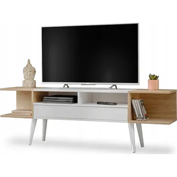 Televizní stolek Komodee TV stolek Forio, 6 dvířek, bílá/dub, do obýváku, jídelny nebo ložnice