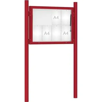 Informační tabulka Venkovní vitrína model 1000 8 x A4, červená, včetně sloupků + doprava zdarma