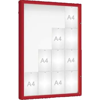 Informační tabulka Venkovní vitrína model 2000, 16 x A4, sklo, červená + doprava zdarma