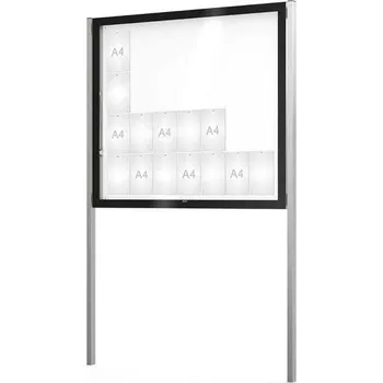 Informační tabulka Venkovní černá moderní vitrína Edge, 28 x A4 včetně sloupků + doprava zdarma