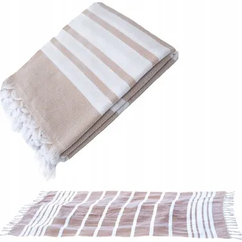 Ručník Hammam ručník Tuva Home bavlněný béžový 180x100 cm s třásněmi