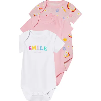 Kojenecký body lupilu® Dívčí body s BIO bavlnou, 3 kusy (růžová/bílá, 86/92)