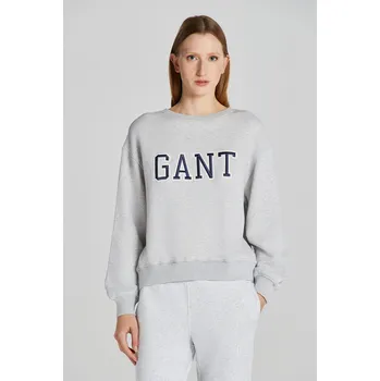 Dámská mikina MIKINA GANT LOGO C-NECK SWEAT PALE GREY MELANGE