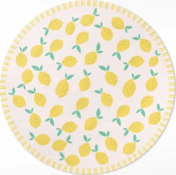 Koberec Designový vinylový Kulatý Koberec průměr 150 cm Sicilské šťavnaté citrony