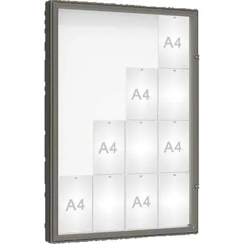 Informační tabulka Venkovní vitrína model 2000, 16 x A4, sklo, šedá PRO + doprava zdarma