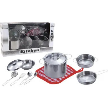 Dětská kuchyňka Kovová sada nádobí s příslušenstvím 11 ks