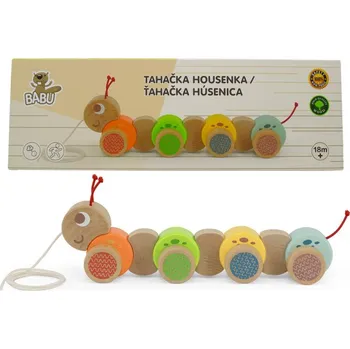 Dřevěná hračka BABU - Tahačka housenka