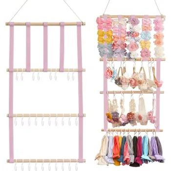 Samolepící dekorace Závěsný organizér na vlasové gumičky či čelenky (růžový/béžový) Barva: Růžová