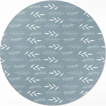 Koberec Kulatý Koberec průměr 50 cm Minimalistická ilustrace větvičky a lístků