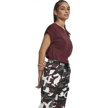 Dámské tričko Dámské volné tričko Urban Classics s ohrnutými rukávky 100% bavlna Barva: Červená vínová, Velikost: S