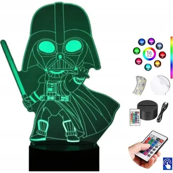 Lampička LAMPičKA na SKLE Lord Vader 3D LED RGB + DÁLKOVÝ OVLADAČ 16 BAREV