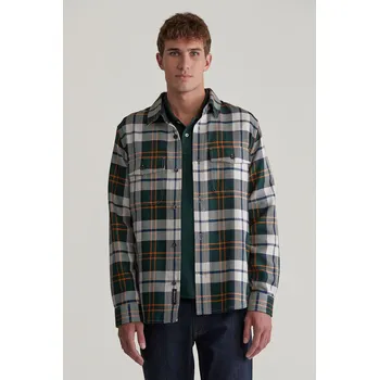 KOŠILE GANT HERRINGBONE CHECK OVERSHIRT TARTAN GREEN