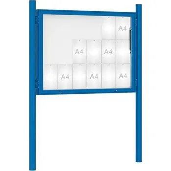 Informační tabulka Venkovní vitrína model 1000 18 x A4, modrá, včetně sloupků + doprava zdarma