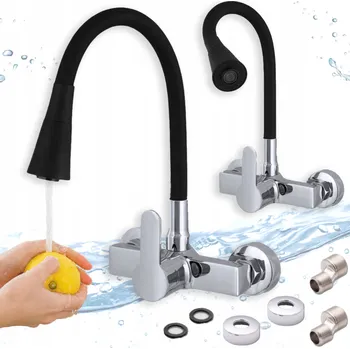 Vodovodní baterie Kuchyňská nástěnná baterie APKOMFORT FLEX PLUS černá, stříbrná