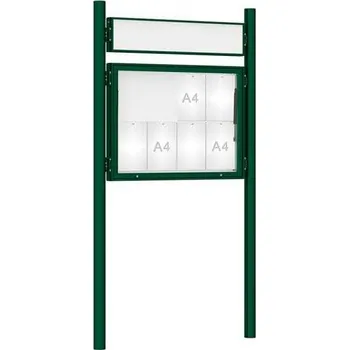 Informační tabulka Venkovní vitrína model 1000 8 x A4, zelená, včetně sloupků a záhlaví + doprava zdarma