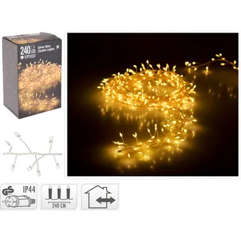 Vánoční dekorace osvětlení vánoční 2,4m 240LED teplá BÍ, STŘ drát