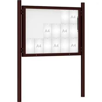 Informační tabulka Venkovní vitrína model 1000 18 x A4, hnědá, včetně sloupků + doprava zdarma