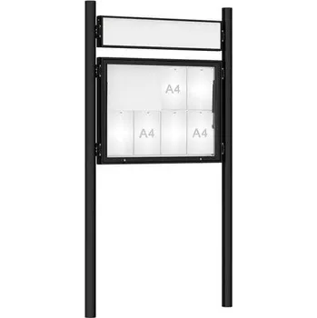 Informační tabulka Venkovní vitrína model 1000 8 x A4, černá, včetně sloupků a záhlaví + doprava zdarma