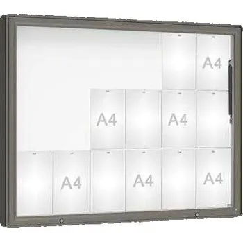 Informační tabulka Venkovní vitrína model 2000, 18 x A4, sklo, šedá PRO + doprava zdarma
