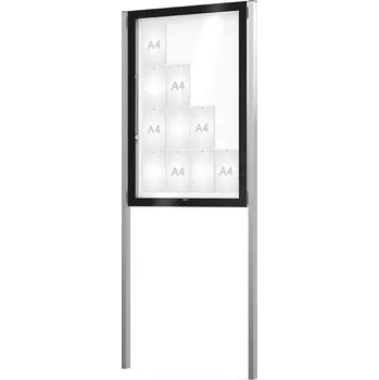 Informační tabulka Venkovní černá moderní vitrína Edge, 16 x A4 včetně sloupků + doprava zdarma