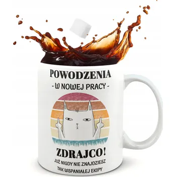 Keramický hrnek 330 ml HRNEK Hodně štěstí v nové práci ZRÁDCE ROZLOUČENÍ S PRACÍ ODCHOD hrnek na rozloučení s prací
