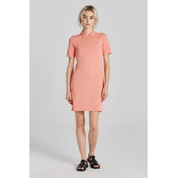 Dámské šaty ŠATY GANT SLIM SHIELD SS PIQUE POLO DRESS PEACHY PINK