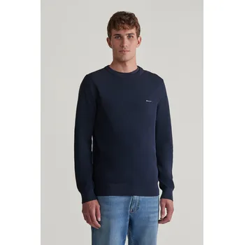 Pánský svetr SVETR GANT COTTON PIQUE C-NECK EVENING BLUE