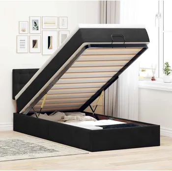 Postel vidaXL Osmanský rám postele s matrací 90x190cm samet [3312735] Barva: Černá