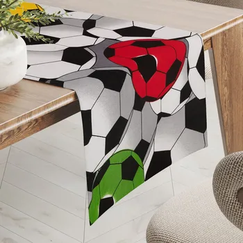ubrus Dětský bavlněný běhoun na stůl Sandra SA-580 Barevné a šedé kopačáky 20x160 cm