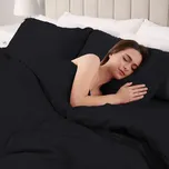 Saténové ložní povlečení ST-006 Černé Dvoulůžko francouzské 240x200 a 2ks 70x90 cm