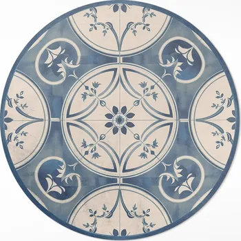 Koberec Kulatý Koberec PVC Rozměr ⌀ 120 cm dekorativní dlaždice s vintage ornamenty