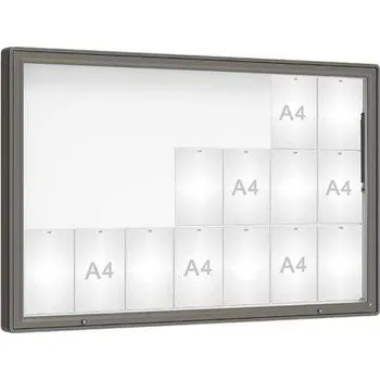 Informační tabulka Venkovní vitrína model 2000, 21 x A4, sklo, šedá PRO + doprava zdarma