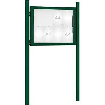 Informační tabulka Venkovní vitrína model 1000 8 x A4, zelená, včetně sloupků + doprava zdarma