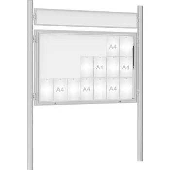 Informační tabulka Venkovní vitrína model 1000 21 x A4, elox, včetně sloupků a záhlaví + doprava zdarma