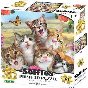 Puzzle PRIME 3D PUZZLE - Kočičičí Selfie 63 dílků