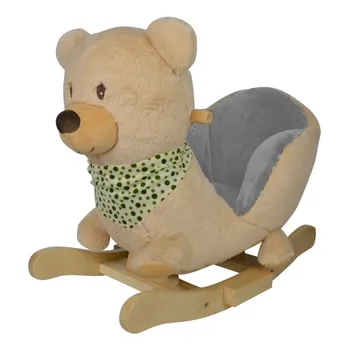 Hračka pro nejmenší Houpací medvídek béžový se sedátkem. Se zvukem dětské ukolébavky