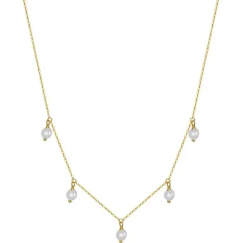 Náhrdelník Majya Stříbrný řetízek s perlami CARLEEN pozlacený Ag/; ≤2,58 g 11632