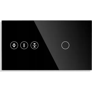 vypínač SKLENĚNÝ PANEL PRO DOTYKOVÉ MODULY ROLETY + SPÍNAČ SVĚTLA JEDNOPÓLOVÝ 1G ČERNÝ